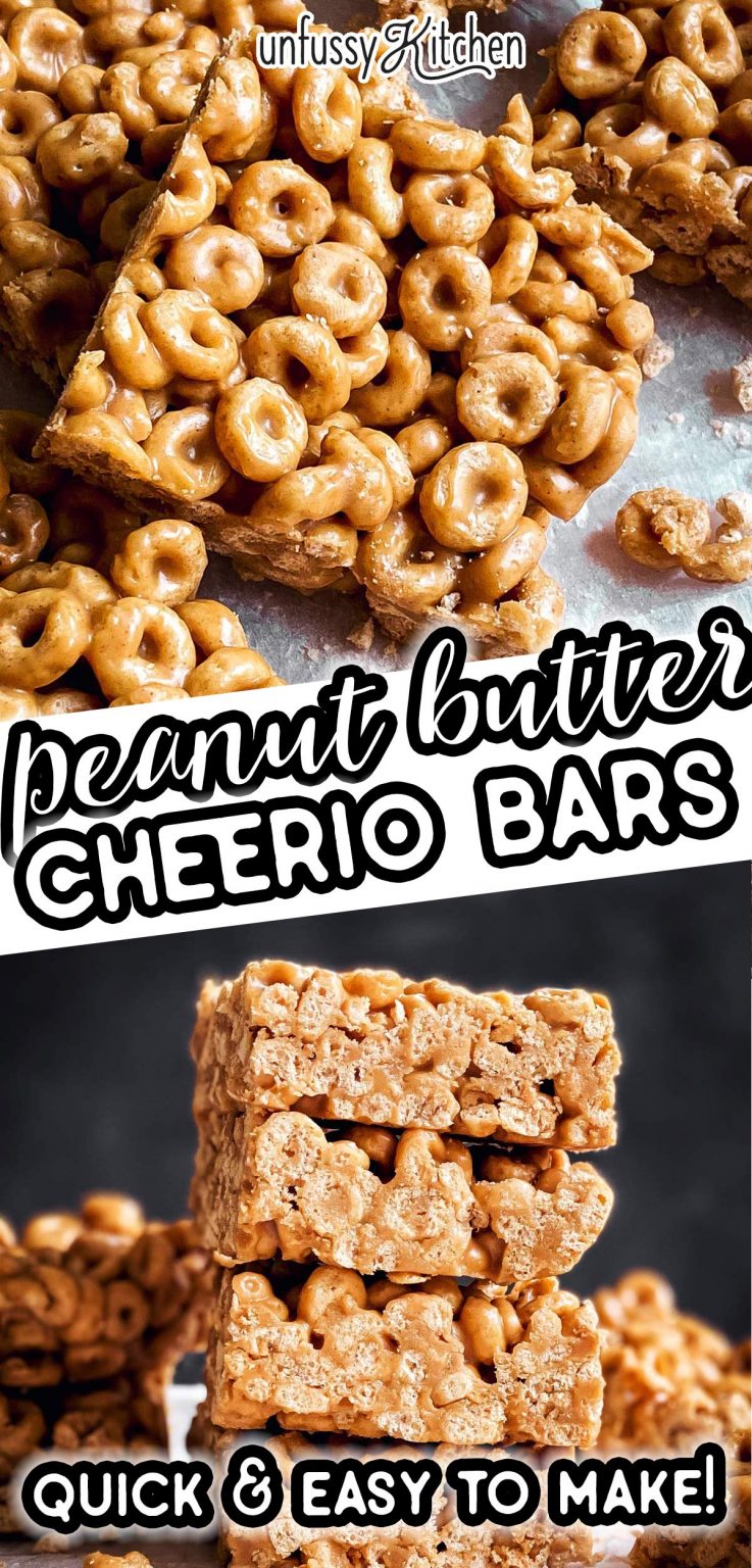 Cheerio Peanut Butter Bars Recipe - Unfussy Kitchen