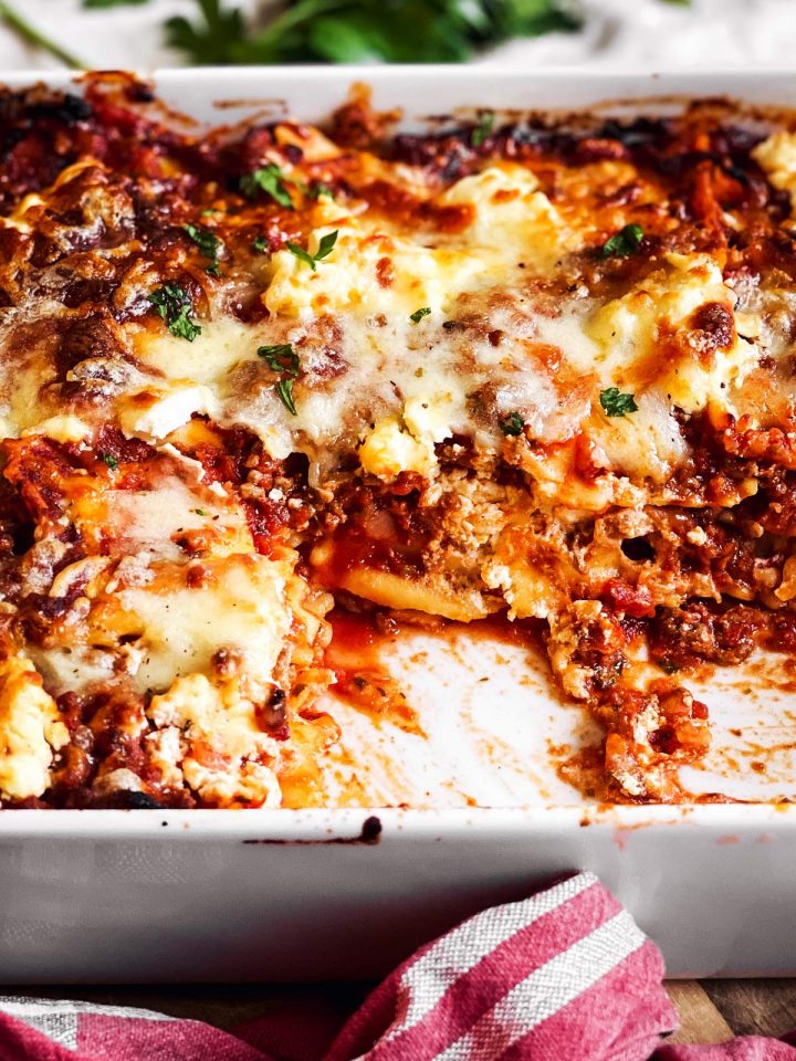 Lazy Lasagna with Ravioli Recipe - Unfussy Kitchen
