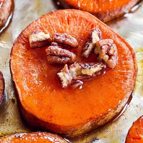 Candied Baked Sweet Potato Slices Recipe Unfussy Kitchen 