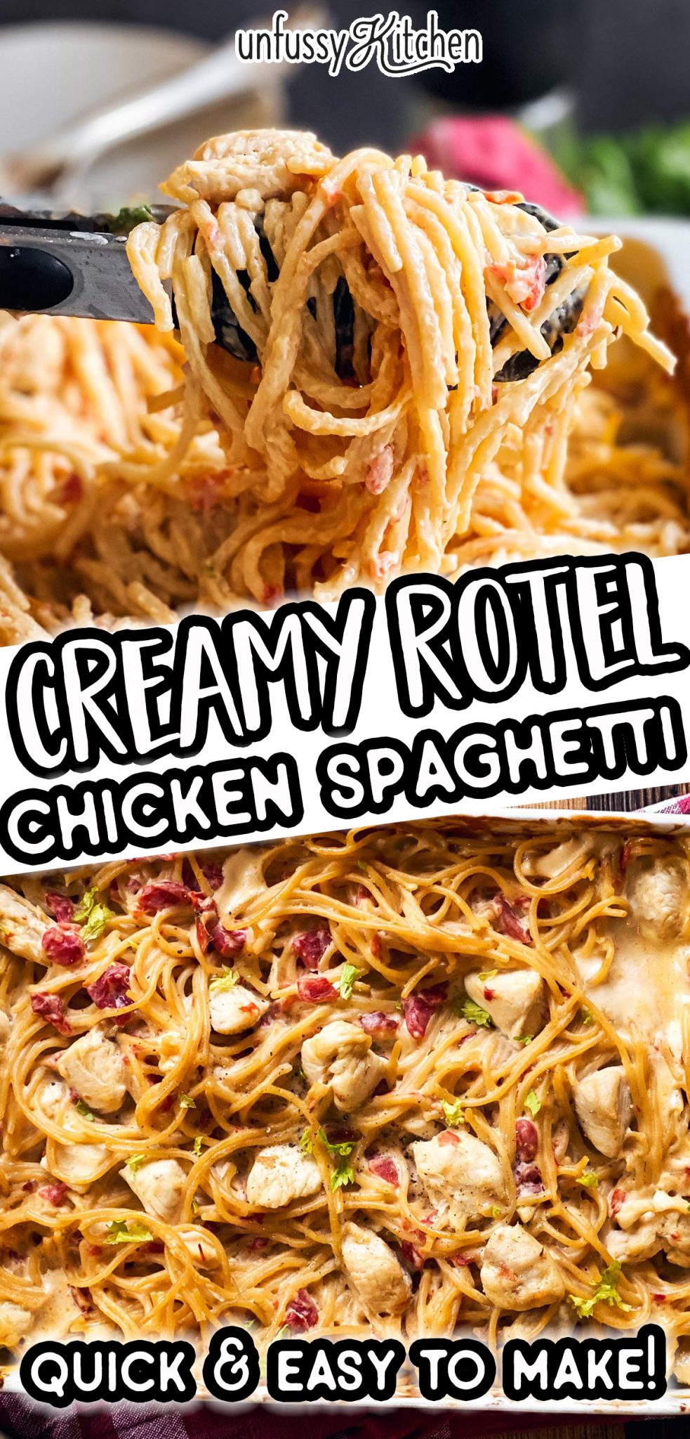 Rotel Chicken Spaghetti Recipe - Unfussy Kitchen